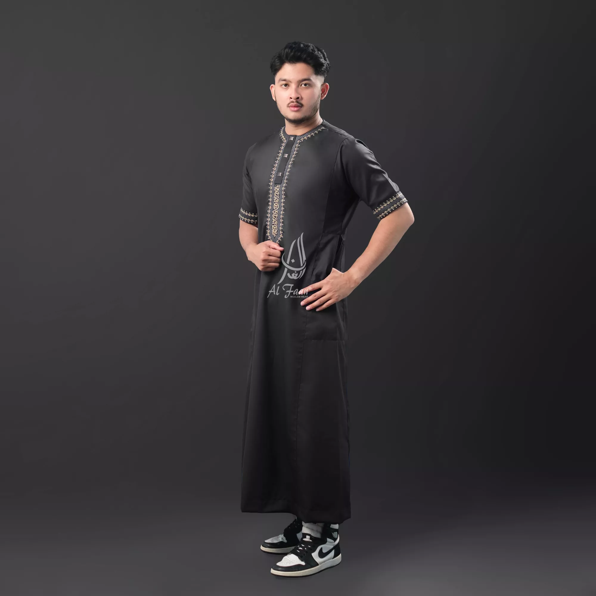 abu-tua alfaan gamis pria jubah pria muslim modern lebaran
