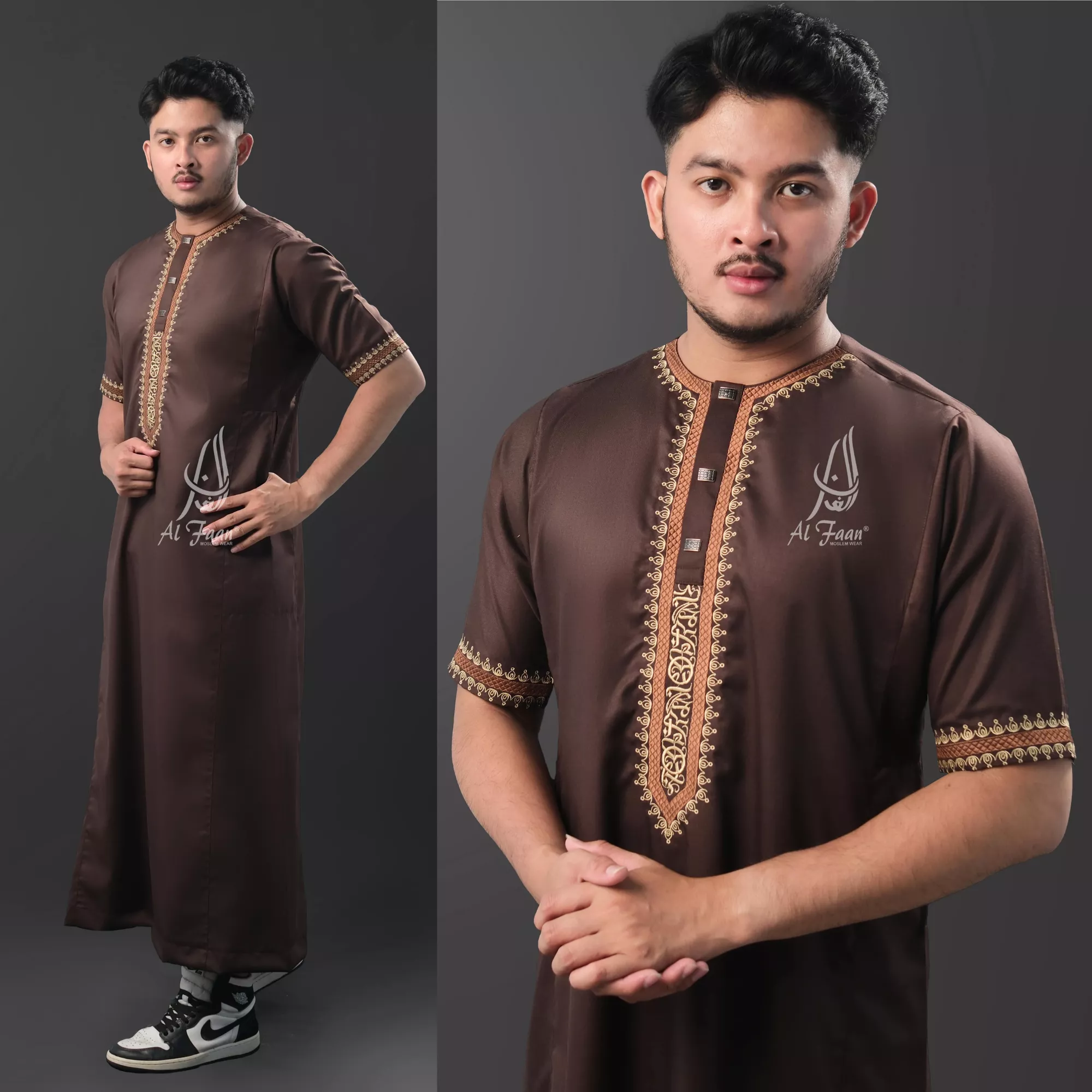 cokelat alfaan gamis pria jubah pria muslim modern lebaran
