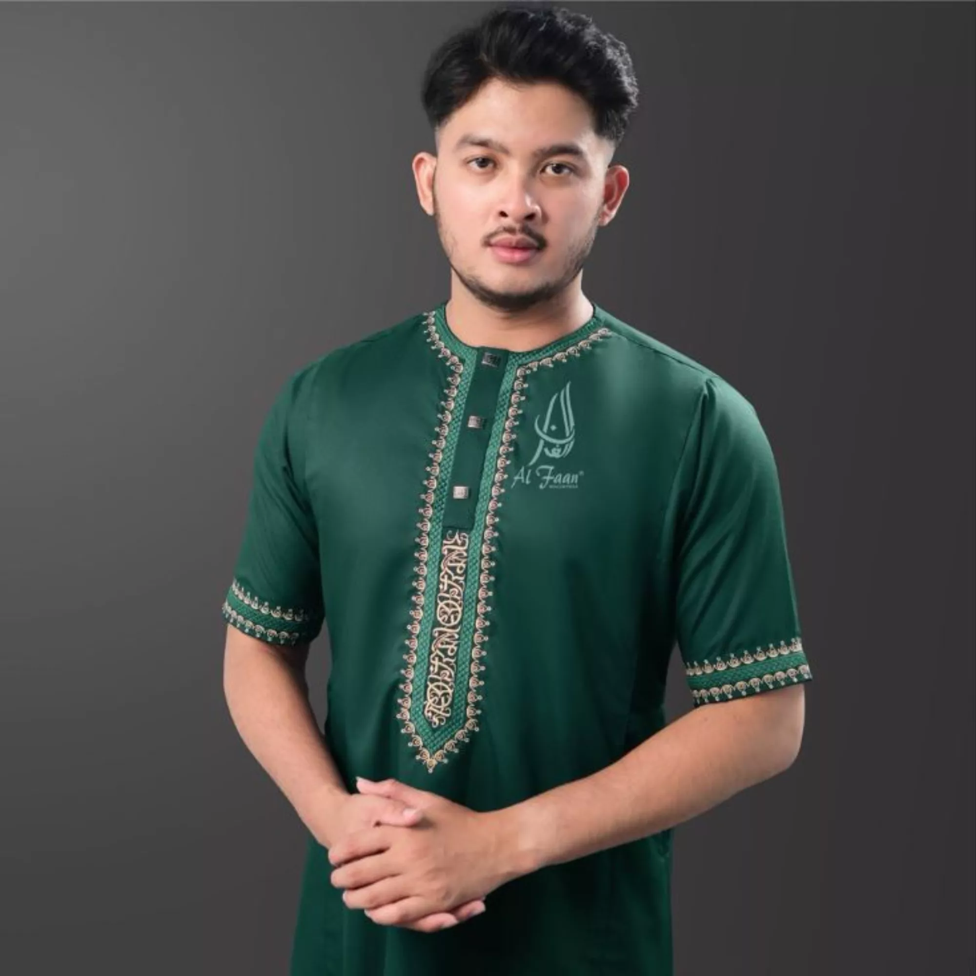 hijau alfaan gamis pria jubah pria muslim modern lebaran