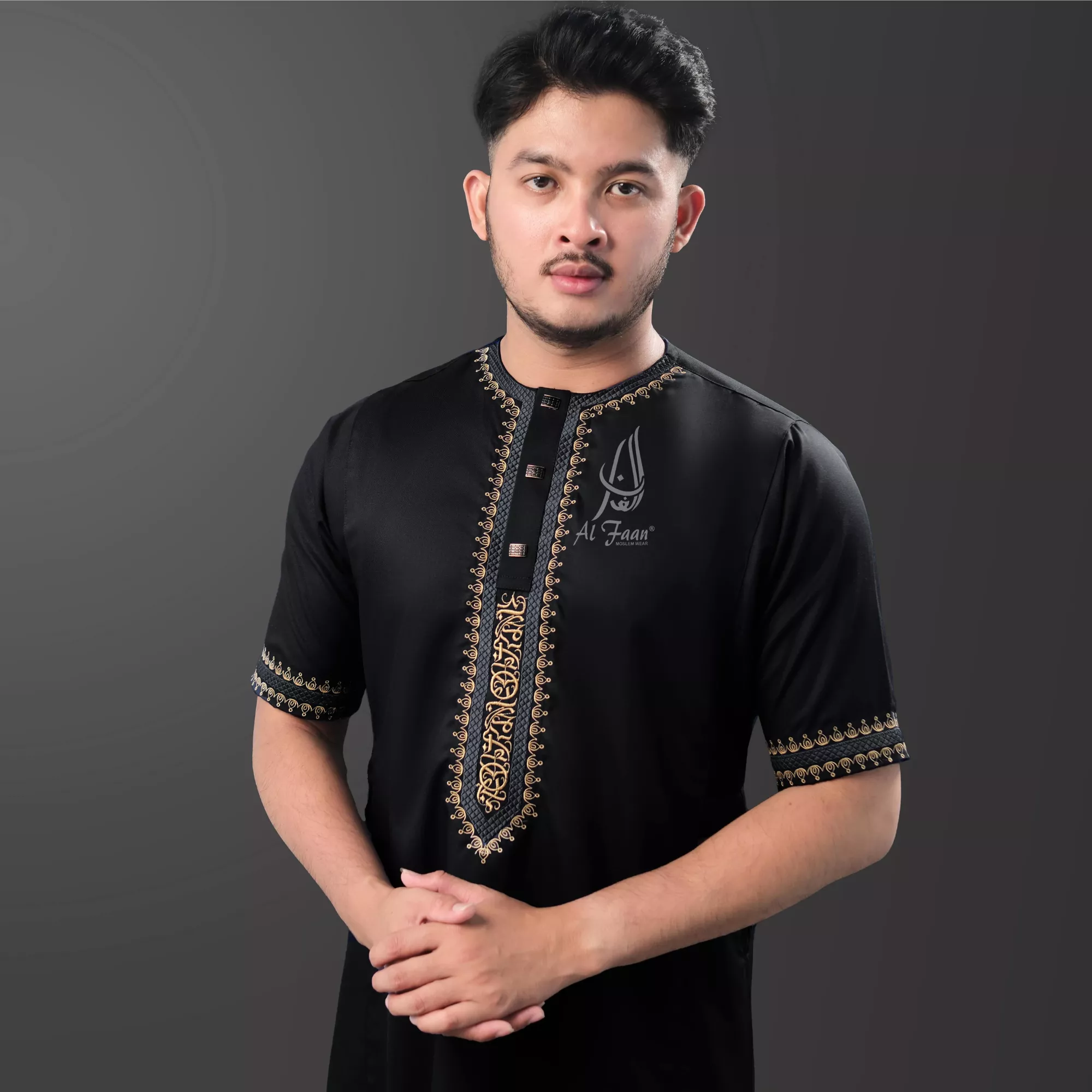 hitam alfaan gamis pria jubah pria muslim modern lebaran