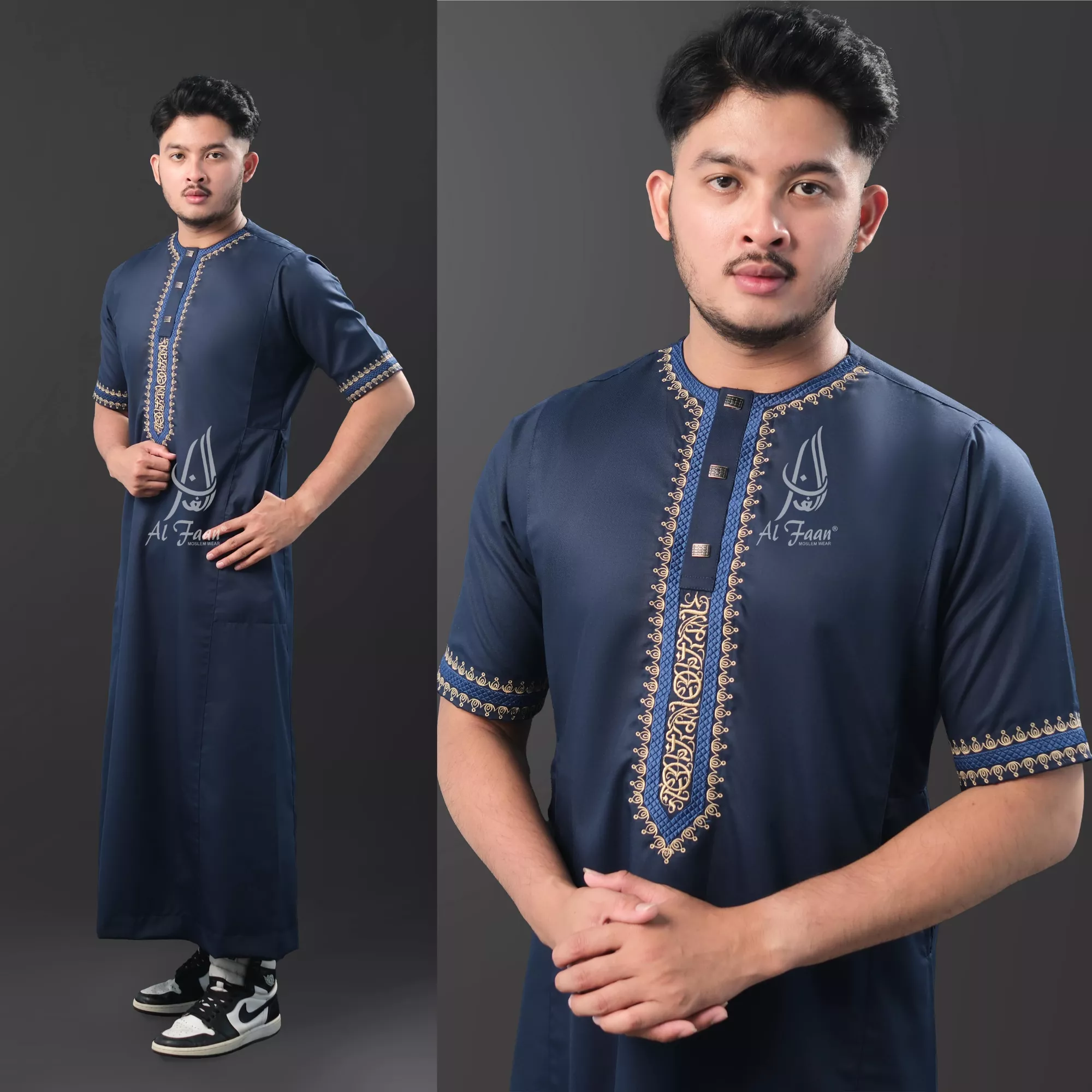 nevy alfaan gamis pria jubah pria muslim modern lebaran