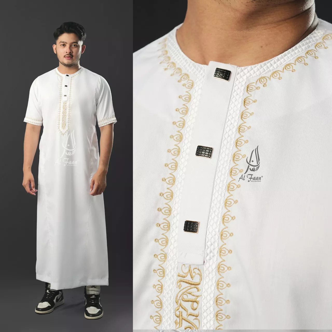 putih alfaan gamis pria jubah pria muslim modern lebaran