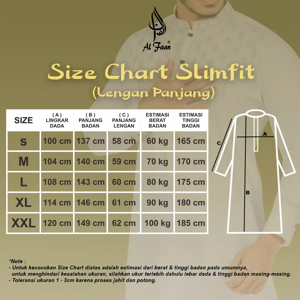 ukuran gamis pria jubah pria alfaan-slim-lengan-panjang